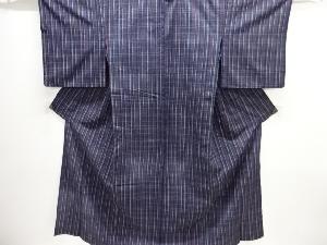 アンティーク　格子織り出し手織り紬単衣着物